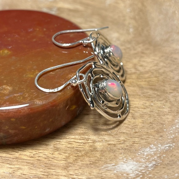 NWOT Ethiopian Opal Spiral Web 925 Sterling Silver Drop Earrings - Picture 13 of 16